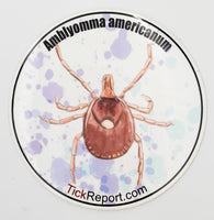 Amblyomma americanum: "Lone star tick" vinyl sticker - "Watercolor" background