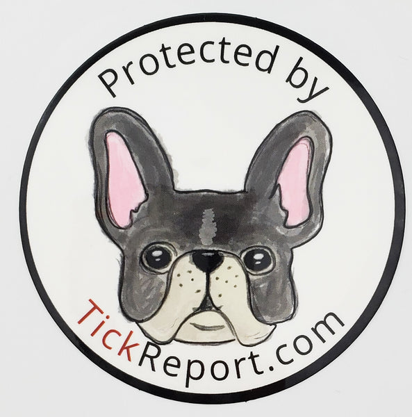 "Protected by TickReport" vinyl sticker - dog