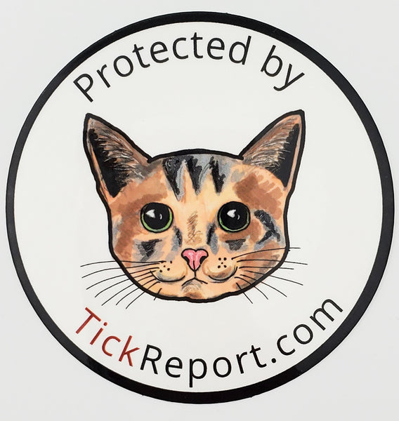 "Protected by TickReport" vinyl sticker - cat